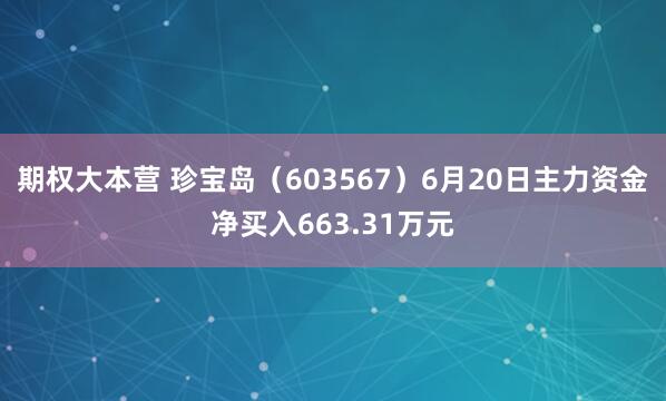 期权大本营 珍宝岛(603567)6月20日主力资金净买入663.31万元